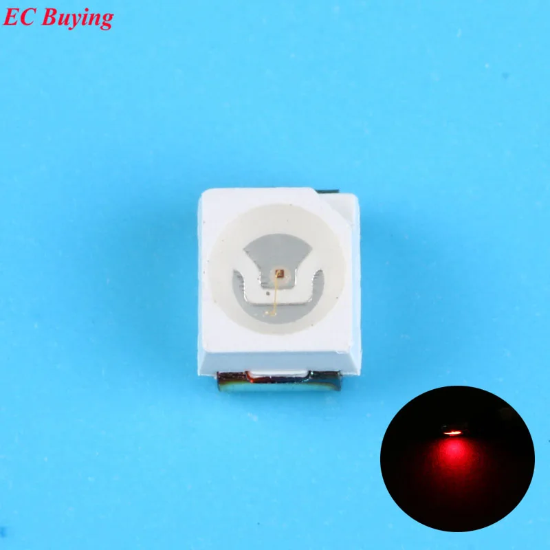 

100pcs Ultra Bright 3528 LED SMD Red Chip Surface Mount 20mA Light-Emitting Diode LED 1210 SMT Bead Lamp Light DIY Practice
