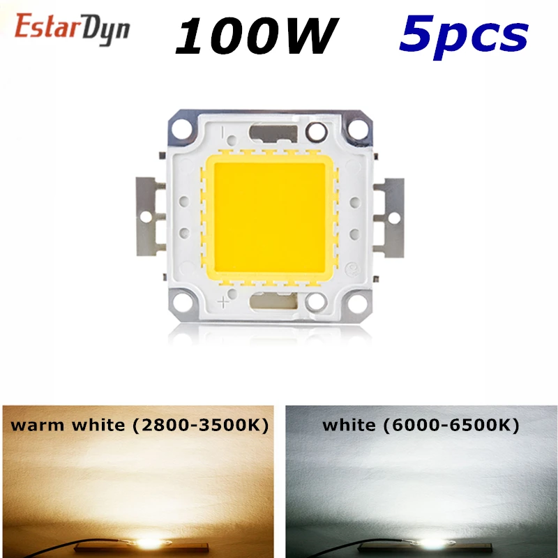 5pcs 100W LED CHIP Integrated High Power Lamp Beads white/warm white 3000mA 32-34V 8000-9000LM 24*40mil Taiwan Huga Chip | Лампы и