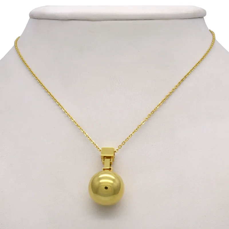 

Hot sale Height Polishing Mirror Side Stainless Steel Ball Pendant Necklace Female Jewelry Gold Necklaces & Pendants For Women