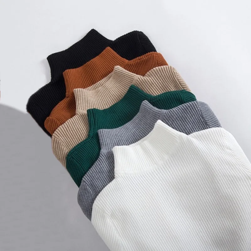 ShejoinSheenjoy Spring Autumn Women Pullovers Sweaters Fashion Slim Half Turtleneck Knitted Tops Women Elastic Casual Sweater (17)