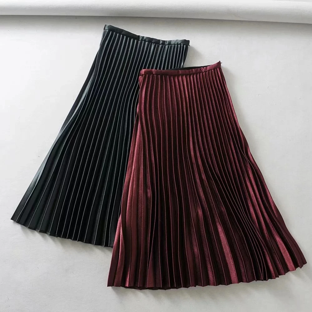Весна осень узкие женские бархатные плиссированные юбки с высокой талией однотонные плиссированные юбки макси с эластичной талией вечерние повседневные юбки