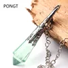Fashion Natural Green fluorite healing crystals Pendulum quartz crystal pendant necklace Dowsing Reiki Chakra Pendulum jewelry 1