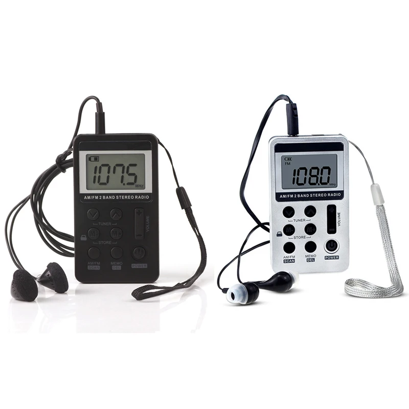

Portable Mini Portable Radio FM/AM Digital Receiver With Rechargeable Battery& Earphone Radio+Lanyard