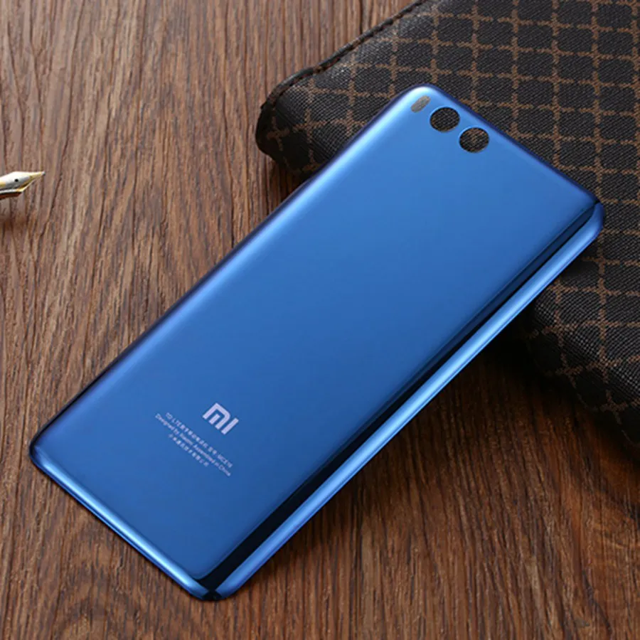 Высокое качество Xiaomi Mi Примечание 3 Батарея женские босоножки с закрытой пяткой Корпус чехол задняя дверь Стекло Панель для Xiaomi Mi Note 3 Батарея крышка - Цвет: Синий