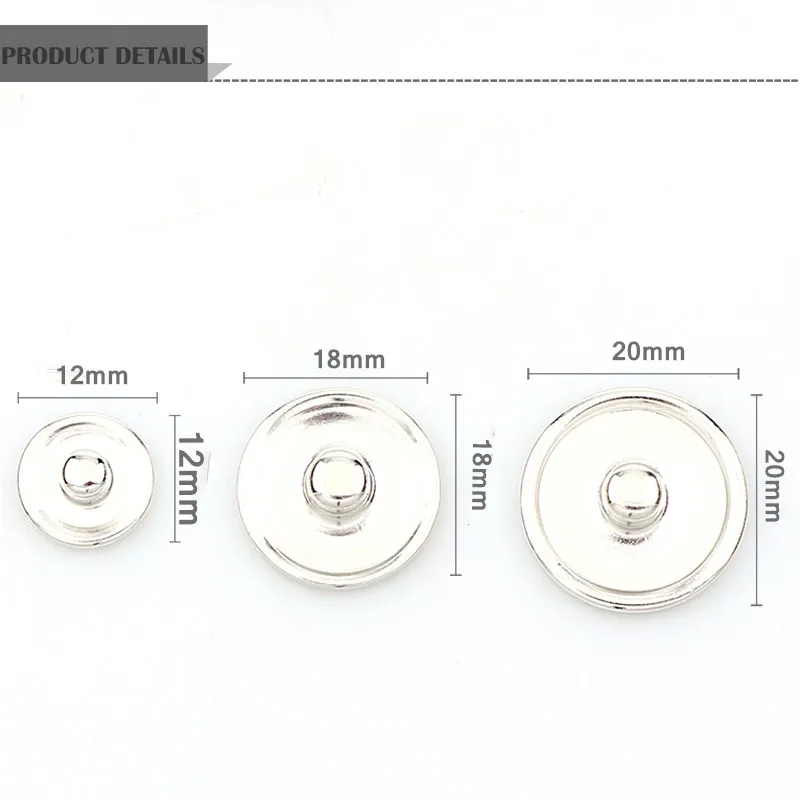 Новые высококачественные серебряные 12 мм, 18 мм, 20 мм Металлические медные защелкивающиеся застежки пресс-пуговицы для шитья DIY стеклянный кабошон