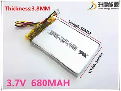 3 нити литиевая батарея 383450 3,7 V 680 mAH 403450 PLIB полимерный литий-ионный/литий-ионный аккумулятор для gps mp3 mp4 mp5 dvd