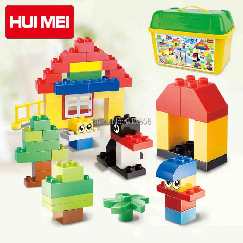 Original HUIMEI 123PCS Basic Building Blocks Baby Large Assemble Bricks Set Compatible with Duplo Children Gift baby-blocks : image Original HUIMEI 123PCS Basic Building Blocks Baby Large Assemble Bricks Set Compatible with Duplo Children Gift baby-blocks