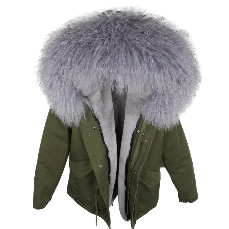 Parka Real Fur Coat Winter Jacket Women Real Mongolia Sheep Fur Parkas Thick Warm Luxury Detachable Outerwear Streetwear