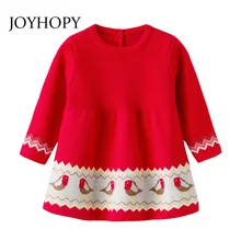 JOYHOPY/платье для маленьких девочек; одежда для детей; одежда для дня рождения, свадьбы, Рождества; Детские платья; вязаная красная Детская одежда для девочек