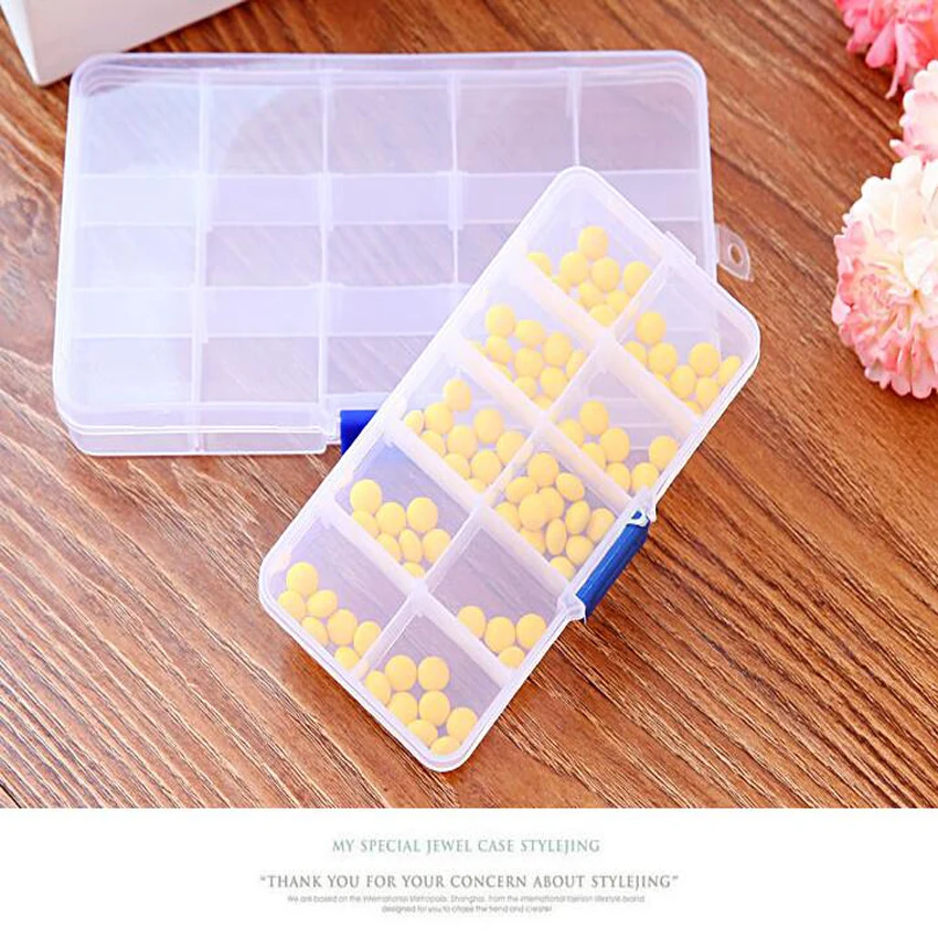 1PC New 10 Slots Cells Portable Jewelry Tool Box Container Ring Electronic Parts Screw Beads Component Storage Box