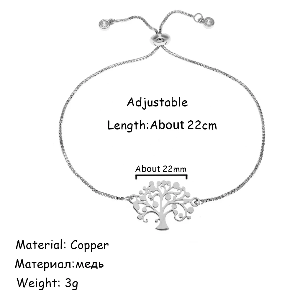 Древо жизни браслет и браслеты из нержавеющей стали Любовь Подвески Регулируемая цепь браслеты для женщин свадебные золотые цвета ювелирные изделия