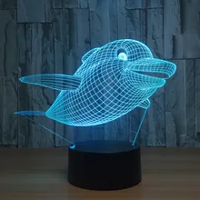 7 цветов Прекрасная лампа в форме дельфина 3D Визуальный светодиодный ночник для детей сенсорный USB Настольный Lampara Lampe детский спальный ночник