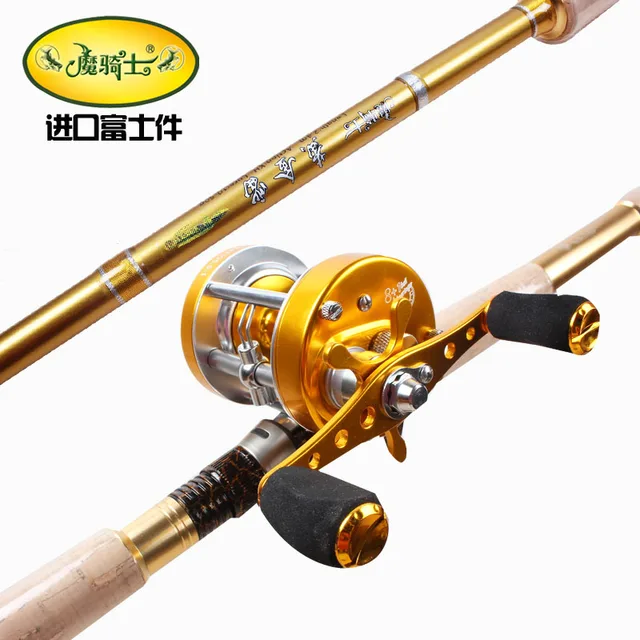 Cheap Gold 2.4 meters lure set ultra hard black torpedo set cast drum reel spinning handle rod bag