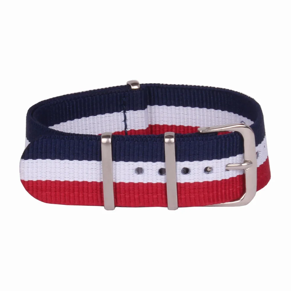 

Wholesale 22mm Popular France Color Red White Navy Nato Nylon Military Watch Strap Wristwatch Band Buckle Woven Watchbands 22 mm
