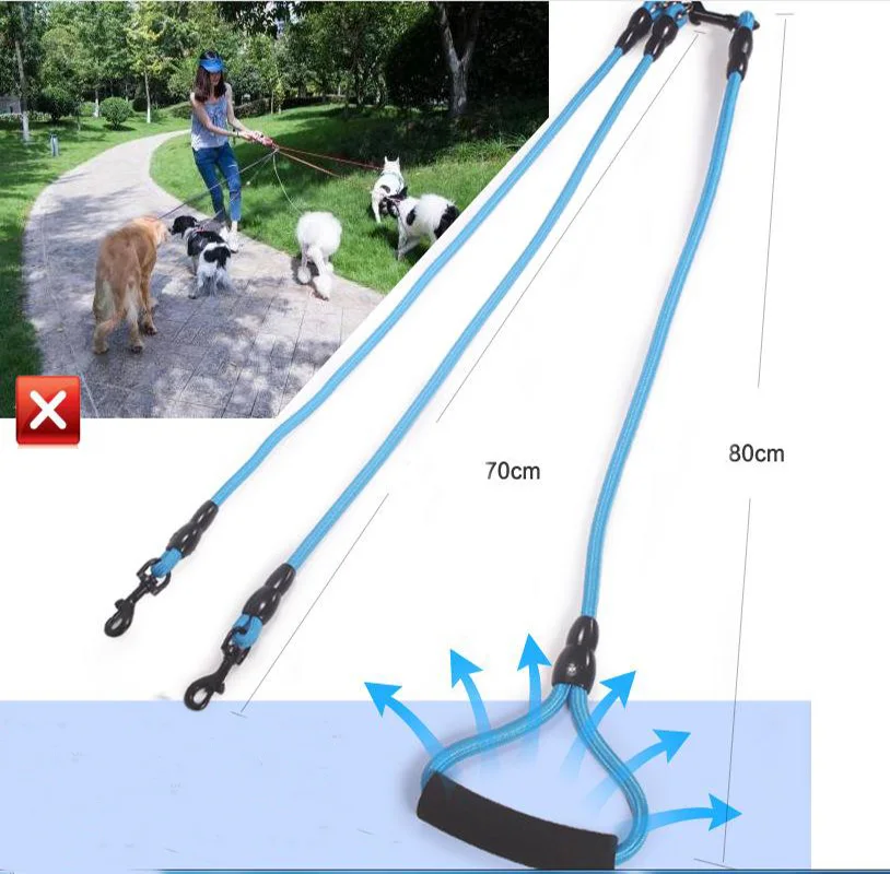Съемный поводок для домашних животных износоустойчивый поводок для собаки одна жесткая ручка для 2 или 3 или 4 собак длинная Тяговая веревка сделал ваш выбор DL803