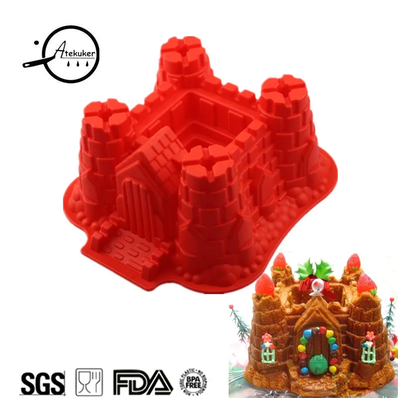 

Atekuker Castle Shape Silicone Cake Mold For Baking Pastry Tools Cake Tray Bakeware Mould