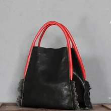 Летняя кожаная сумка-тоут ярких цветов для девушек, Повседневная сумка с внутренним карманом на молнии, многофункциональная женская сумка ручной работы, женская сумка