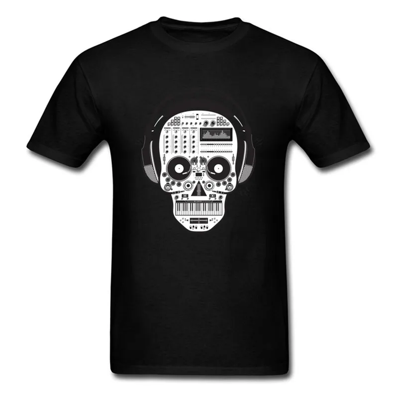 Funny Cotton T Shirt Gift O-Neck Short-Sleeve Newest O Neck Skull Dj All Cotton  Shirts For Men