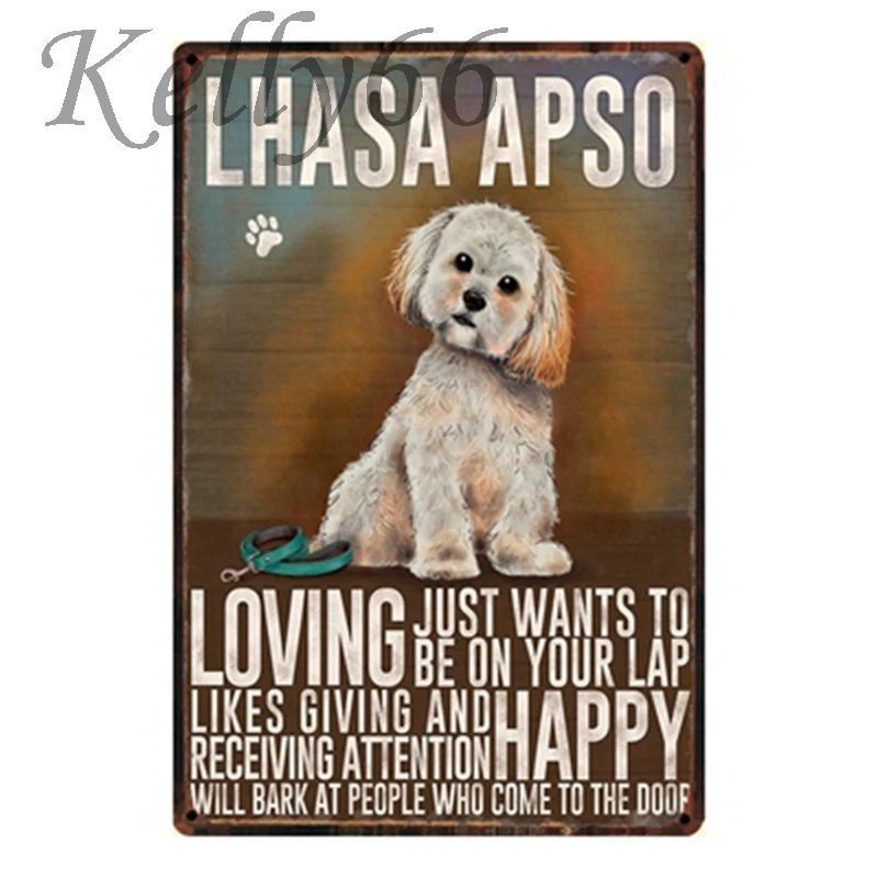 

[ Kelly66 ] LHASA APSO Metal Painting DOG HOUSE DECORATION 20*30 CM Size y-1168