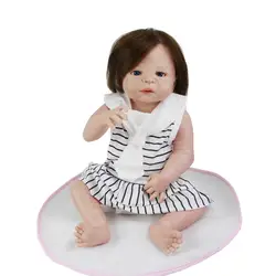 Корнями человеческие волосы куклы Reborn реалистичные для маленьких девочек 23 дюймов полный силиконовые винил реалистичные игрушки куклы с