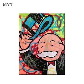 

Modren Art Hand painted oil painting Wall art Decor on Canvas the elderly Wearing a hat Graffiti for living room home decor