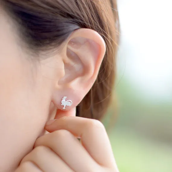 

Fashion rooster and shell plated stud earrings zinc alloy cute small earrings for women