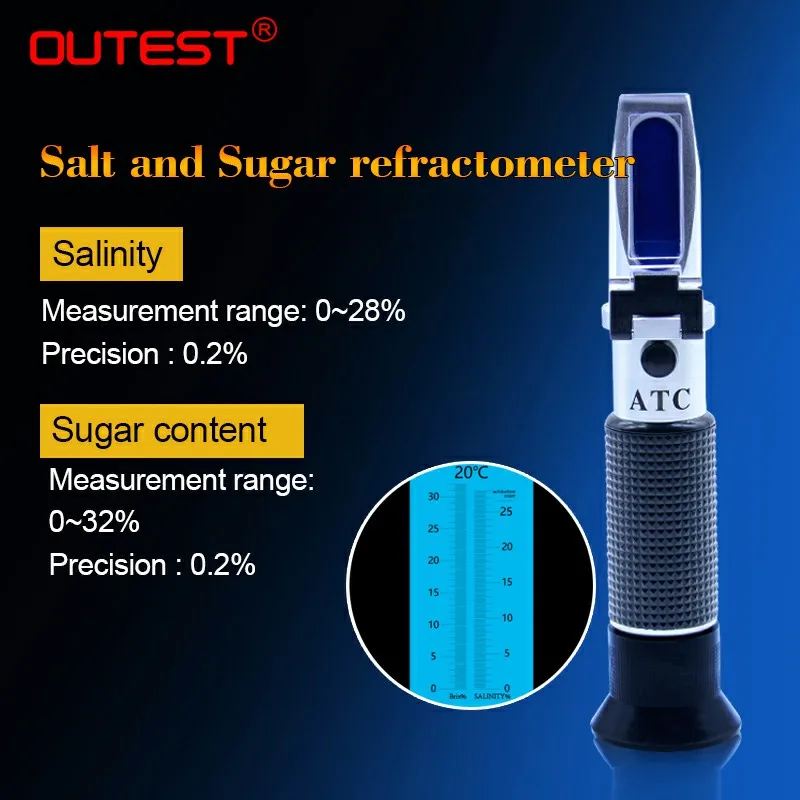 Buy Refractometro Brix 2 in 1 Food Salinity with Sugar