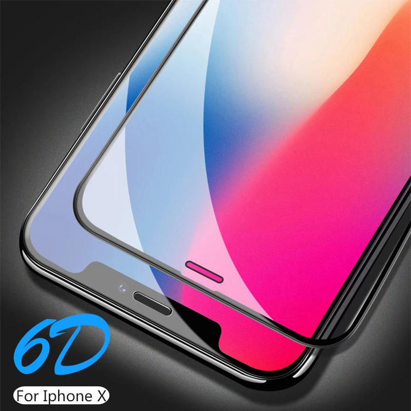 6D 9 H HD vollständige abdeckung aus gehärtetem glas für iphone 7 plus 6 s plus 8 plus x glas film