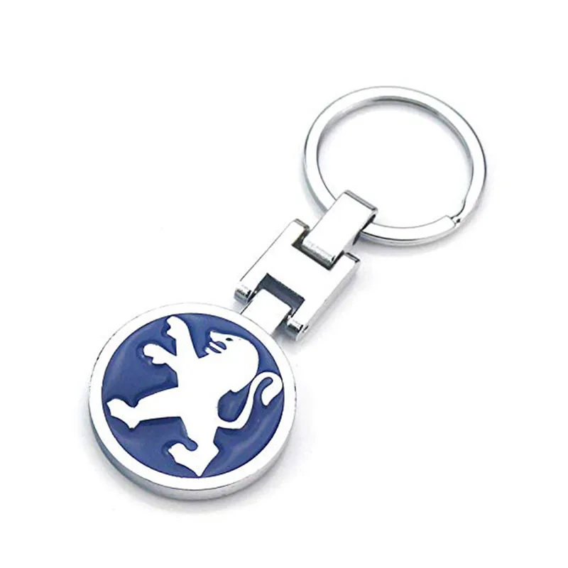 

3D Car Logo Key Chain Double Sided Alloy Metal Keyring Peugeot Keychain Accessories