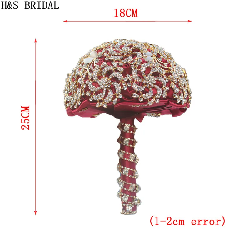 H & S Свадебные Роскошные Кристаллы Красный Свадебный букет de mariage свадебные цветы Свадебные букеты свадебные аксессуары