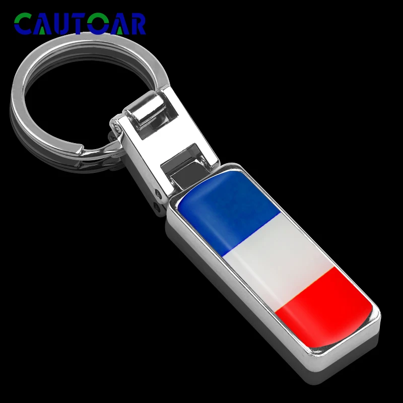 

Fashion decoration metal France National Flag Emblem Keychain Keyring Key Chain Ring For Peugeot Citroen Accessories