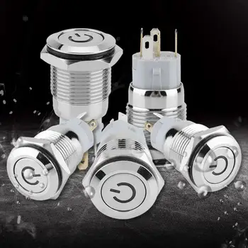 

40pcs 16mm touch switch Self-locking Metal Push Button Switch Flat Head 12V LED Light 5-Pin toggle switch interruptor