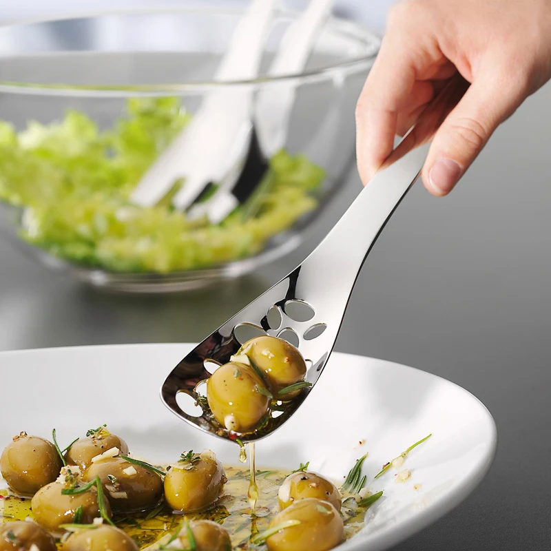 

2Pcs Stainless Steel Spoon Set Mini Soup Dinner Dessert Spoon Tablespoon Metal Slotted Serving Spoon Dinner Server Flatware