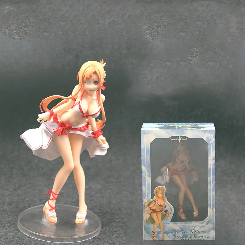 20CM Sword Art Online Anime Figure Asuna Yuuki Action Figure Swimsuit Water Ver Sexy Girl Dolls with Box F234