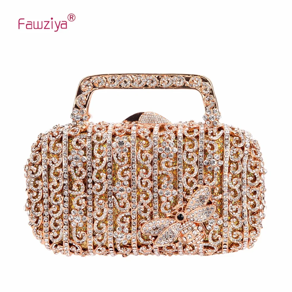 Fawziya Butterfly Metal Handle Evening Bag And Purse For Women Clutches