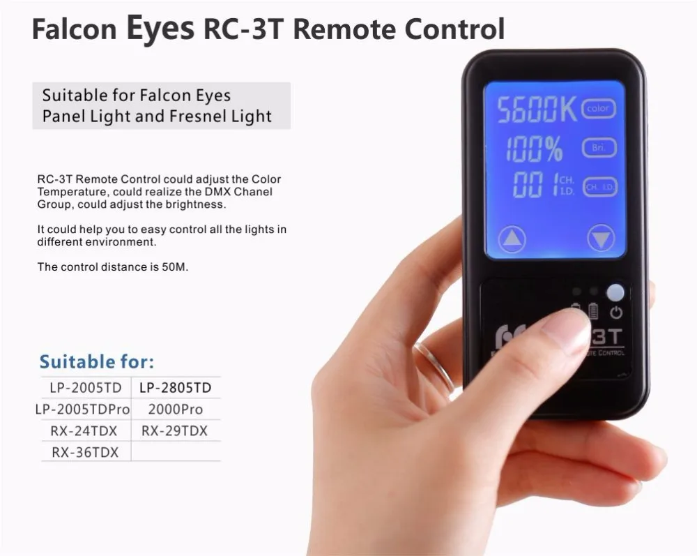 Falcon Eyes RC-3T/RC-3L дистанционного Управление с ЖК-дисплей Сенсорный экран Управление для Светодиодный светильник RX-24TDX/RX-29TDX/LP-2005TD/LP-2805TD