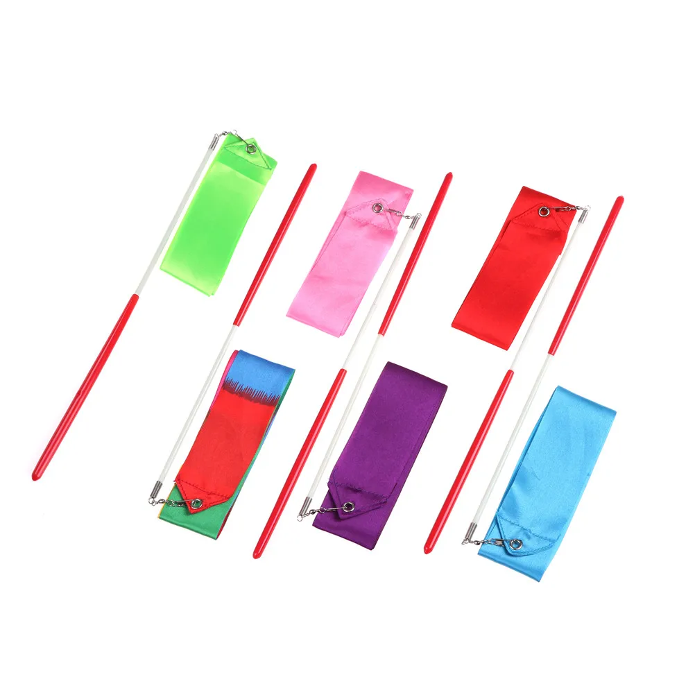

2M Colorful Gym Ribbons Dance Ribbon Rhythmic Art Gymnastic Ballet Streamer Twirling Rod Stick For Gym Training