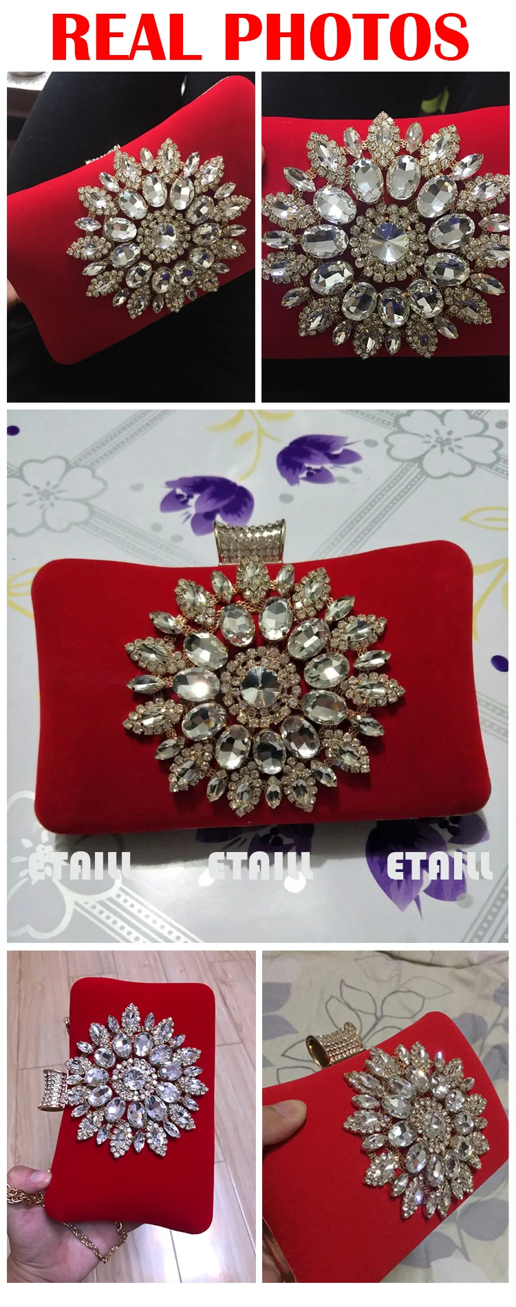 red evening bridal bag banquet diamond clutch married bridesmaid evening bag
