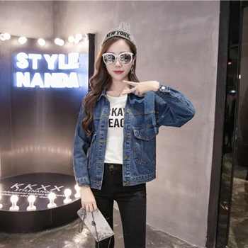 

Denim Jacket Jaqueta Feminina Bomber Autumn Winter Women Outerwear Harajuku Locomotive Jacket Coat Female 2018 Loose Tops N330