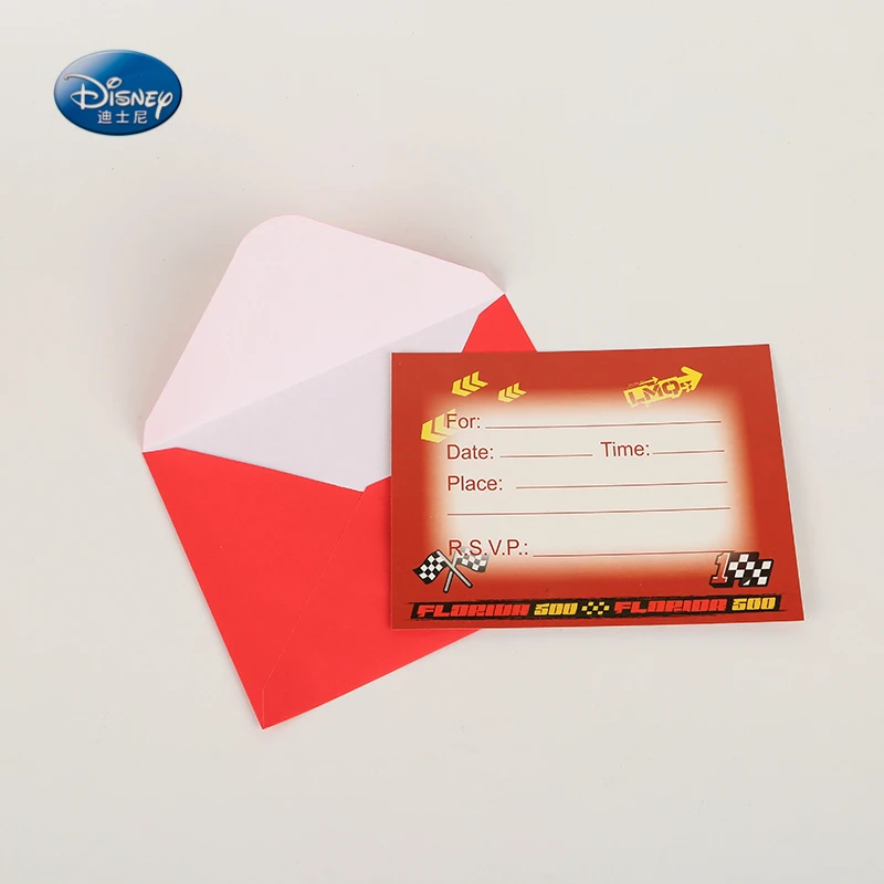 Disney Cartoon Cars 12pcs/lot Invitation Card McQueen Theme Party Kids Favor Happy Birthday Party Supplies Decoration