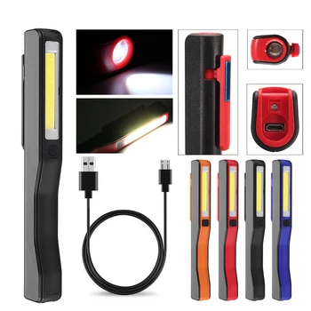 

Portable LED+COB Rechargeable Work Light Magnetic Pen Clip Camping Car Inspection Flashlight Emergency Lamp