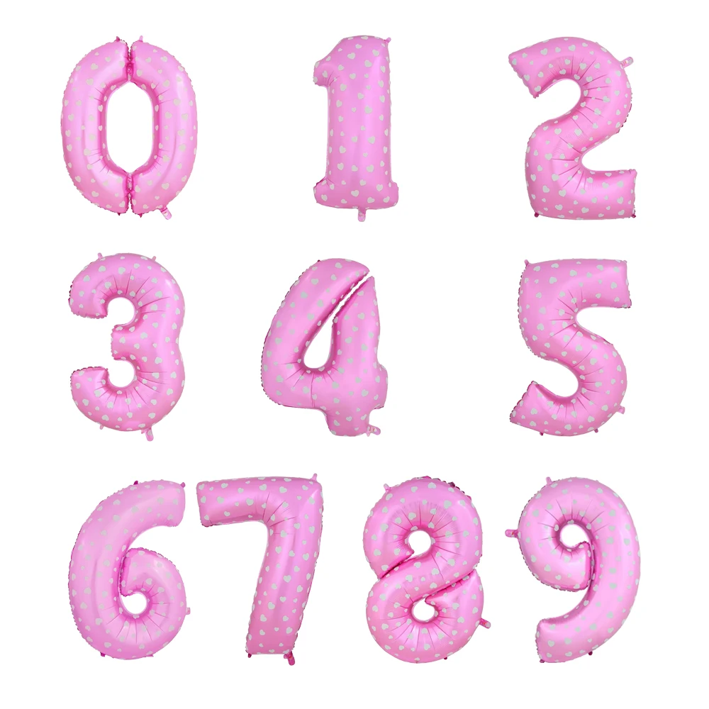 32 дюйма Количество воздушных шаров золото цифровой Воздушный баллон День рождения украшения Рисунок шар вечерние Globos год - Цвет: heart pink