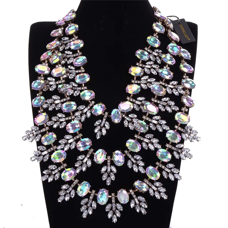 5 цветов кристалл цветок ожерелья Винтаж чокер ошейник нагрудник массивные ожерелья для женщин Свадебная вечеринка ювелирные аксессуары Подарки