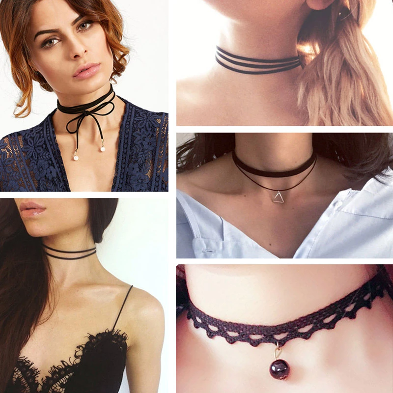 Borla Collar única gótico Retro impresionante Cl4 Elegante Piedra Negra