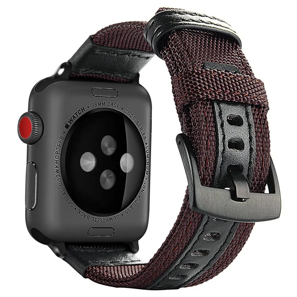 URVOI ремешок для apple watch series 54 3 21 прочный ремешок для iwatch открытый чувствовать себя холст с натуральной кожи современный 38 42 40 44 мм