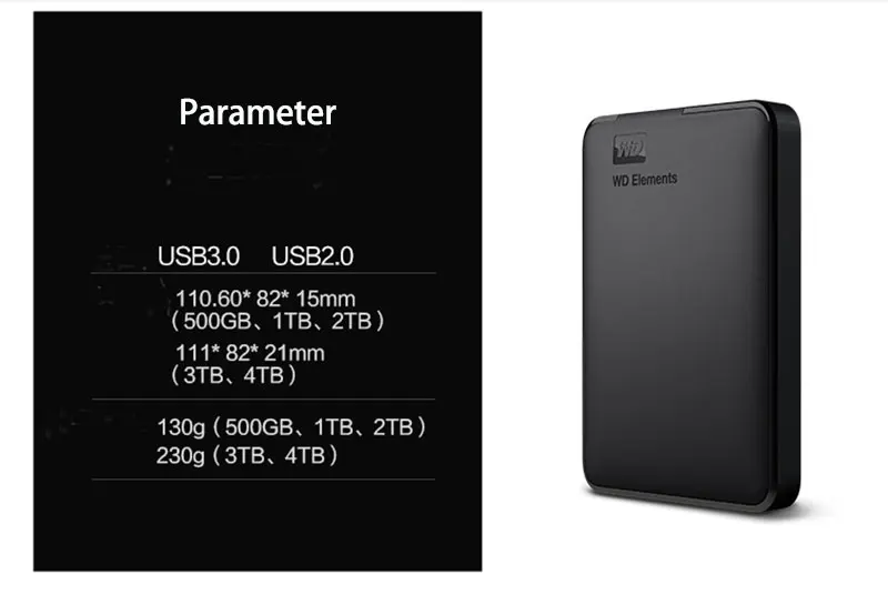 Western Digital WD Elements внешний портативный жесткий диск 1 ТБ 2 ТБ внешний HDD 2,5 дюймов USB 3,0 жесткий диск для ПК ноутбука