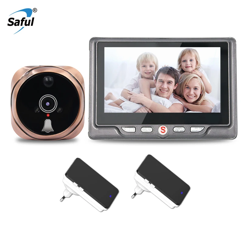 

Saful 4.3"LCD Wireless Doorbell Peephole Viewer Visual Monitor Digital Night Vision Function Door bell Camera Home Security