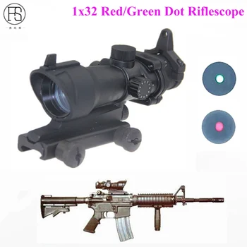 

ACOG 1X32 Red Green Dot Sight Tactical Hunting Rifle Scope Sight Mount Shooting Airsoft Optics Red Dot Scope For 20mm Rail