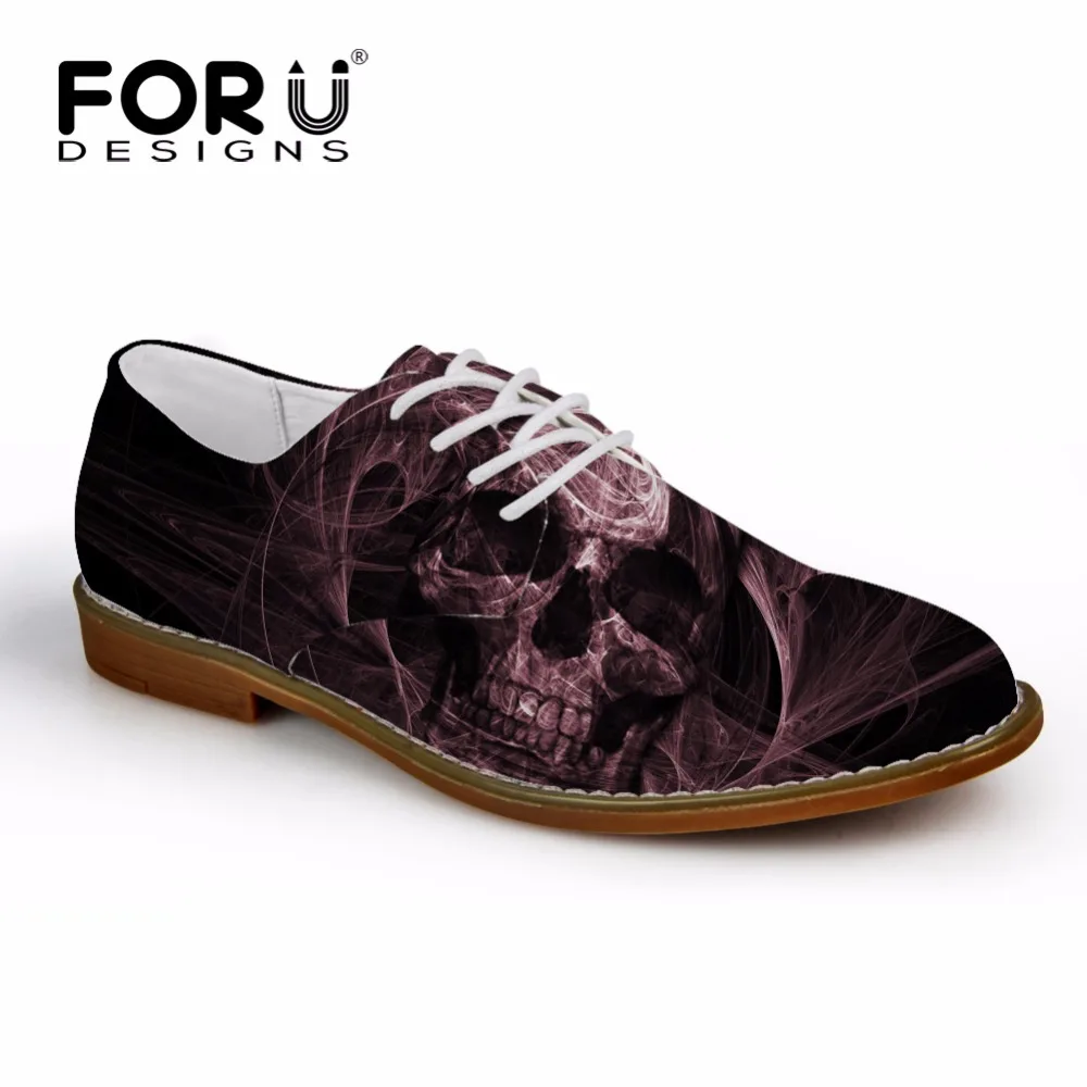 FORUDESIGNS 2018 Autunno di Modo Degli Uomini Pattini di Oxfords Freddo 3D Modello Del Cranio degli uomini di Casual Sintetica Pattini di Oxfords Appartamenti Pattini di Vestito