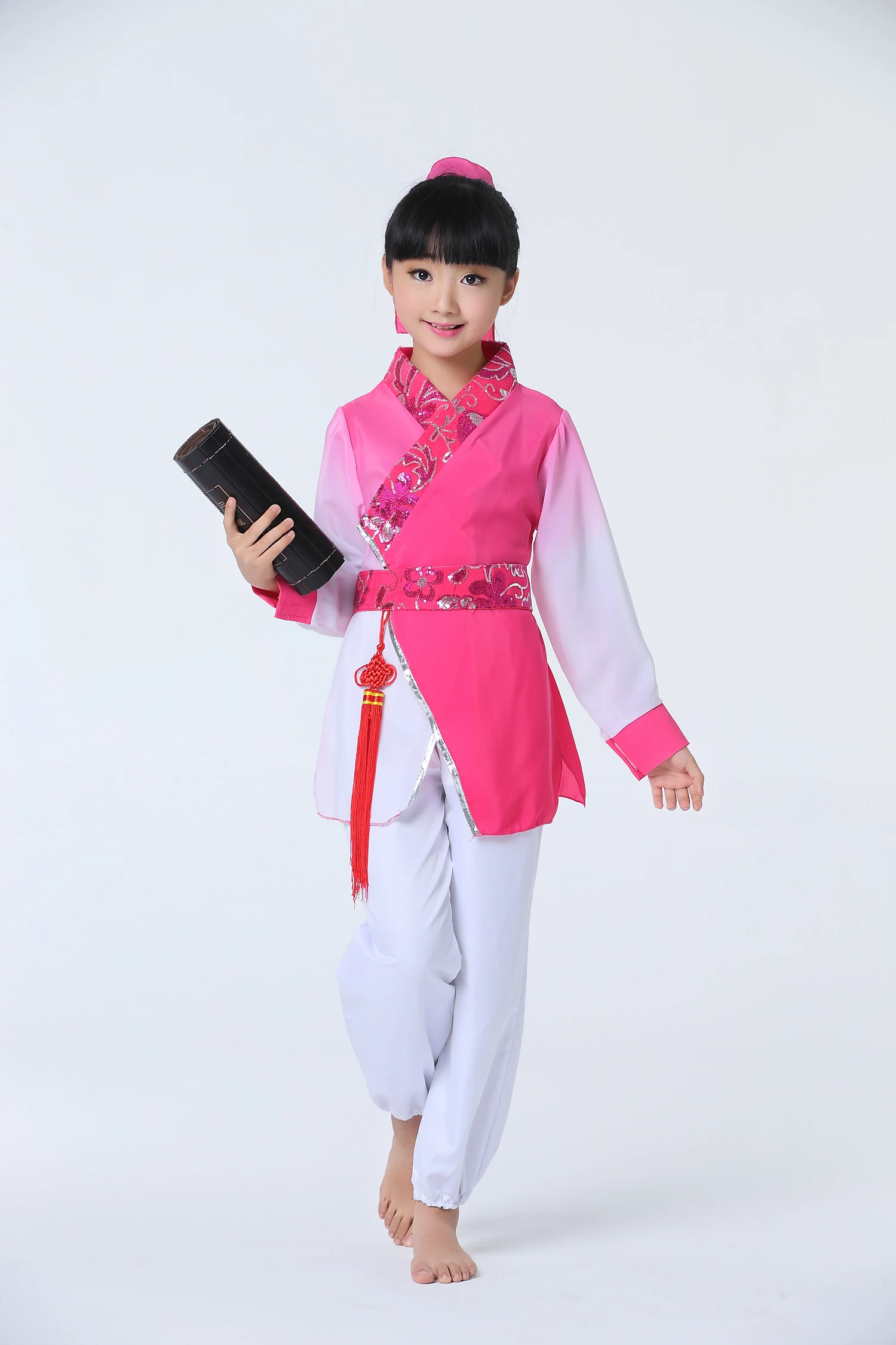 볼룸 댄스 의류 중국 민속 무용 어린이 댄스 의상 Hanfu 의상 고대 중국 문학 의상